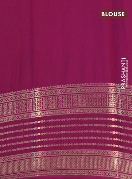 Semi mysore silk saree pastel blue and purple with allover floral prints and zari woven border