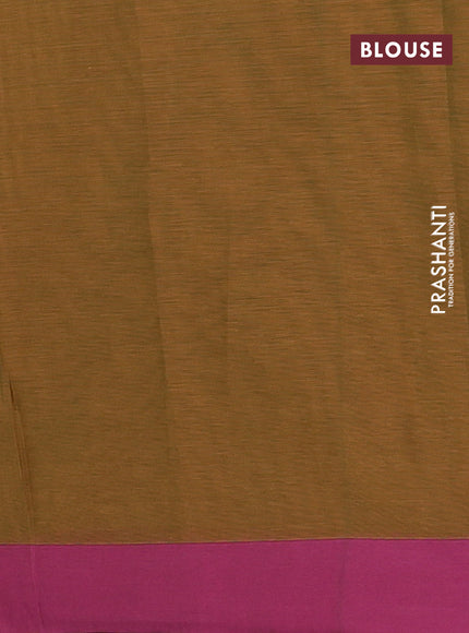 Nithyam cotton saree dark mustard and dark magenta pink with allover thread weaves and simple border