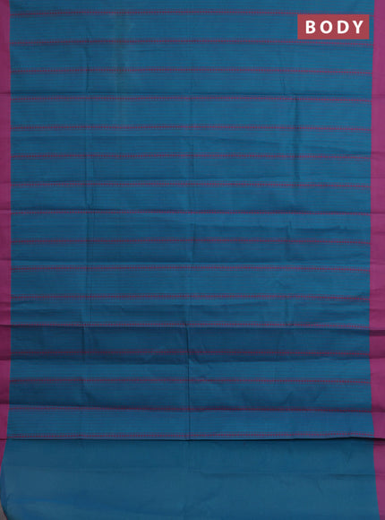 Nithyam cotton saree cs blue and magenta pink with allover thread weaves and simple border