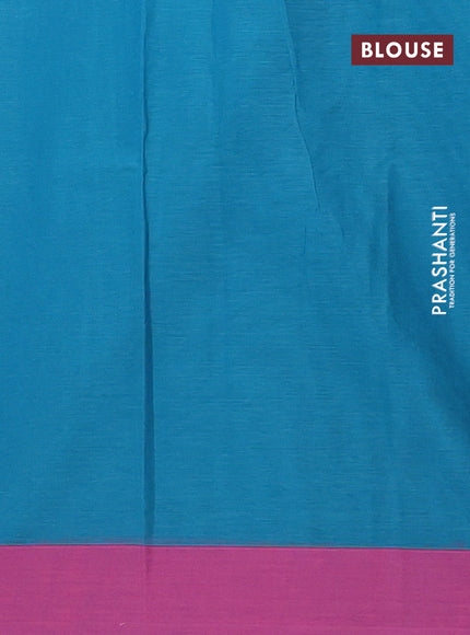 Nithyam cotton saree cs blue and magenta pink with allover thread weaves and simple border