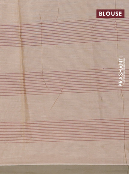 Nithyam cotton saree sandal and sap green with thread & zari woven buttas and simple border