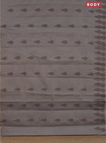 Nithyam cotton saree grey with thread woven buttas and thread woven border