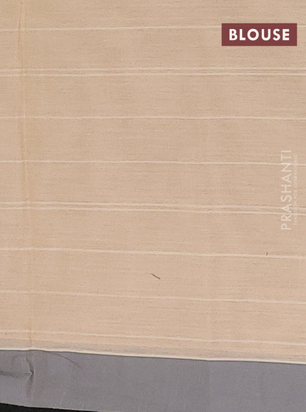 Nithyam cotton saree beige and grey with thread woven buttas and simple border