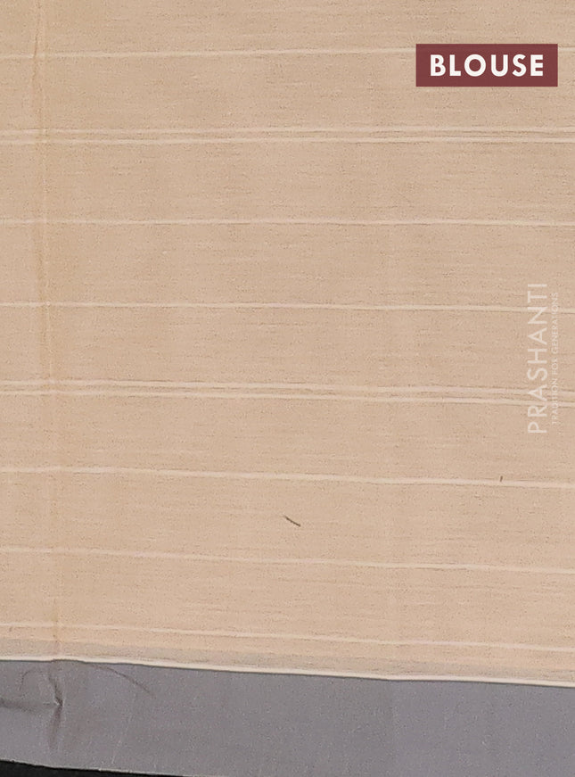 Nithyam cotton saree beige and grey with thread woven buttas and simple border