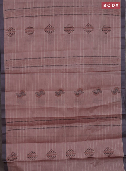 Nithyam cotton saree pastel maroon and grey with thread woven buttas and simple border