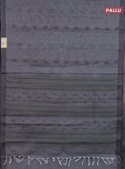 Nithyam cotton saree grey with thread woven buttas and simple border