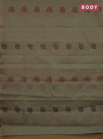 Nithyam cotton saree elaichi green with thread woven buttas in borderless style