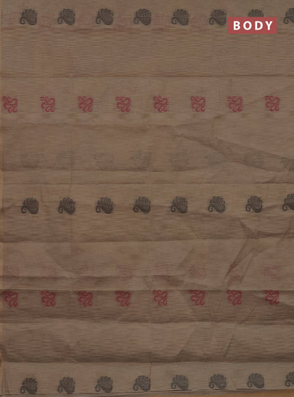 Nithyam cotton saree beige with thread woven buttas in borderless style