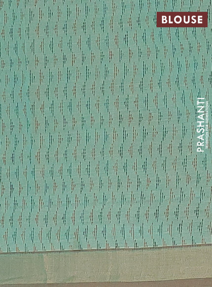 Nithyam cotton saree teal green with allover thread weaves and zari woven border