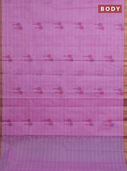 Nithyam cotton saree light pink and beige with thread woven buttas and zari woven border