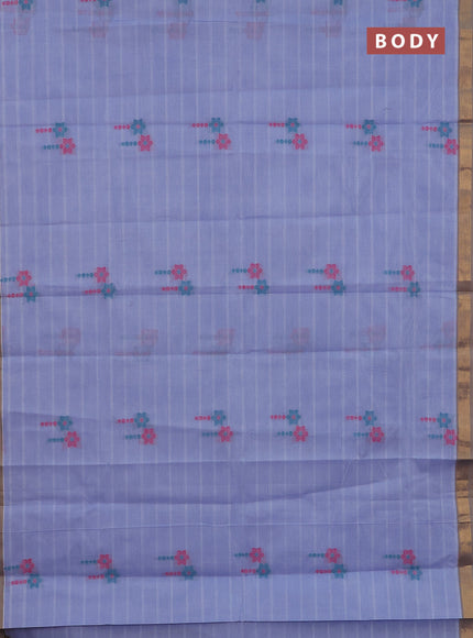Nithyam cotton saree pastel blue and beige with thread woven buttas and zari woven border