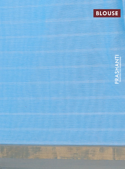 Nithyam cotton saree cs blue with thread woven buttas and zari woven border