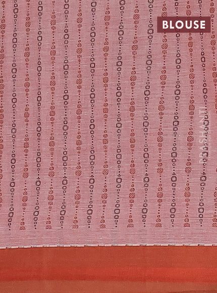 Nithyam cotton saree maroon shade and brown with allover self emboss & thread woven buttas and simple border