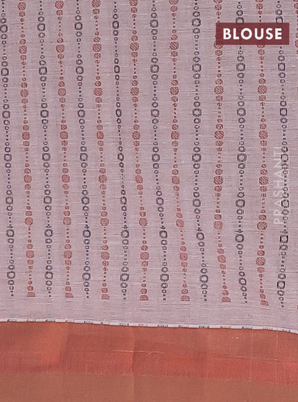 Nithyam cotton saree pastel brown shade and brown with allover self emboss & thread woven buttas and simple border