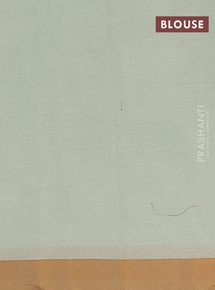 Nithyam cotton saree pista green and dark mustard with thread woven buttas and simple border