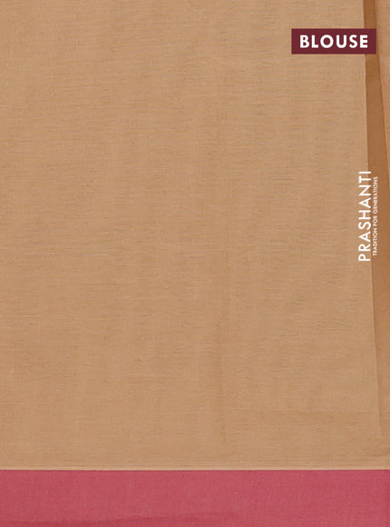 Nithyam cotton saree dark sandal and maroon with thread woven buttas and simple border