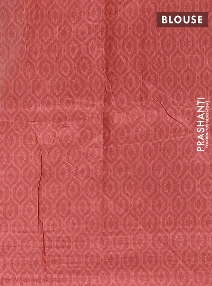 Semi tussar saree multi colour and rust shade with allover prints and kantha stitch work border