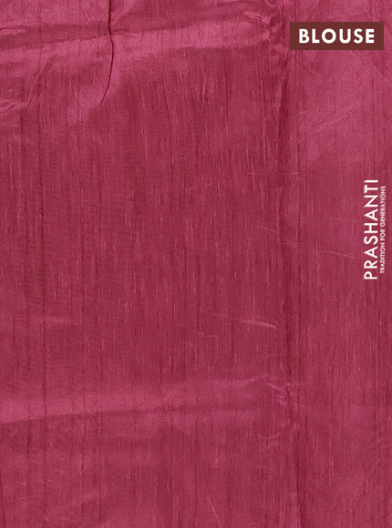 Semi tussar saree multi colour and maroon with allover prints and kantha stitch work border