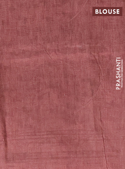 Semi tussar saree beige and brown shade with allover prints and kantha stitch work border