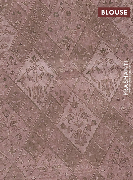 Semi tussar saree brown and chikku shade with allover prints and kantha stitch work border