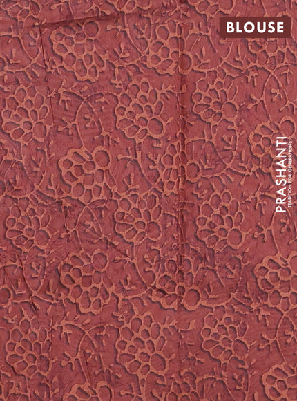 Semi tussar saree multi colour and rust shade with allover prints and kantha stitch work border