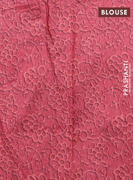 Semi tussar saree maroon shade with allover prints and kantha stitch work border