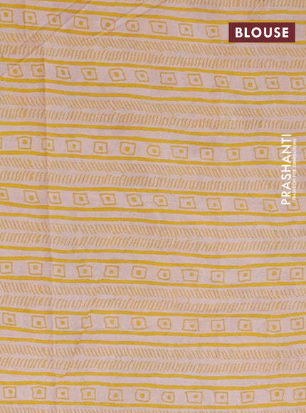 Kalamkari cotton saree maroon and yellow with allover prints and printed border