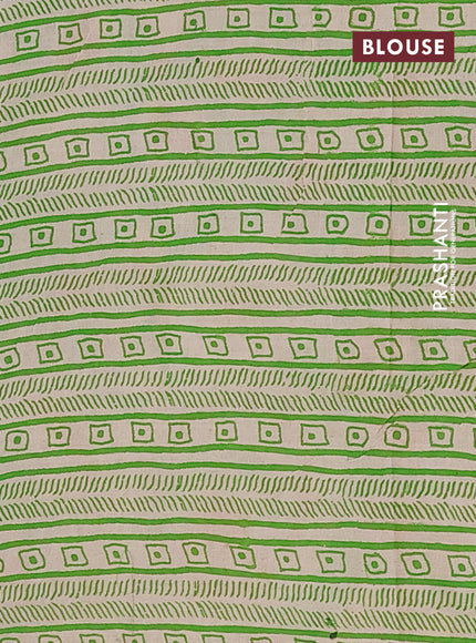 Kalamkari cotton saree blue and green with allover prints and printed border