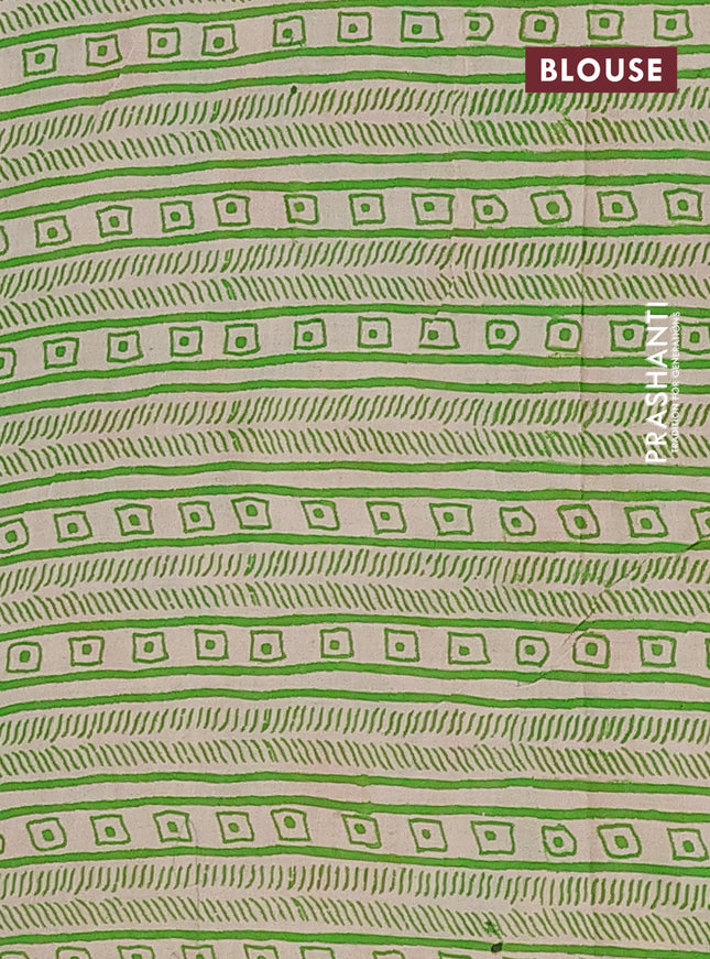 Kalamkari cotton saree blue and green with allover prints and printed border