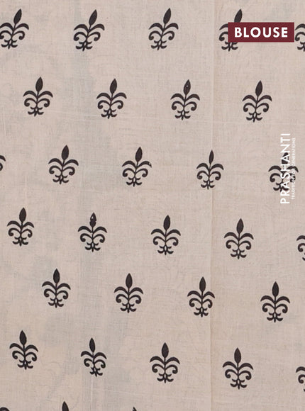 Kalamkari cotton saree greyish green and beige with allover prints and printed border