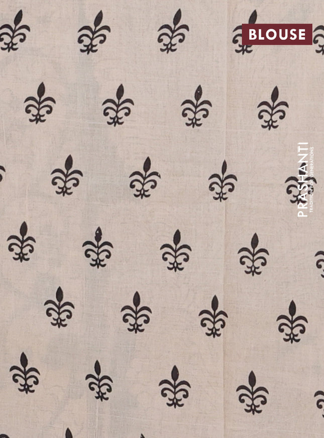 Kalamkari cotton saree greyish green and beige with allover prints and printed border