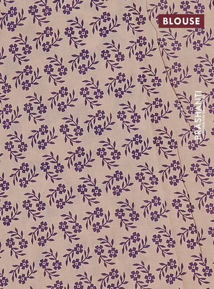 Kalamkari cotton saree brown and violet with allover prints and printed border