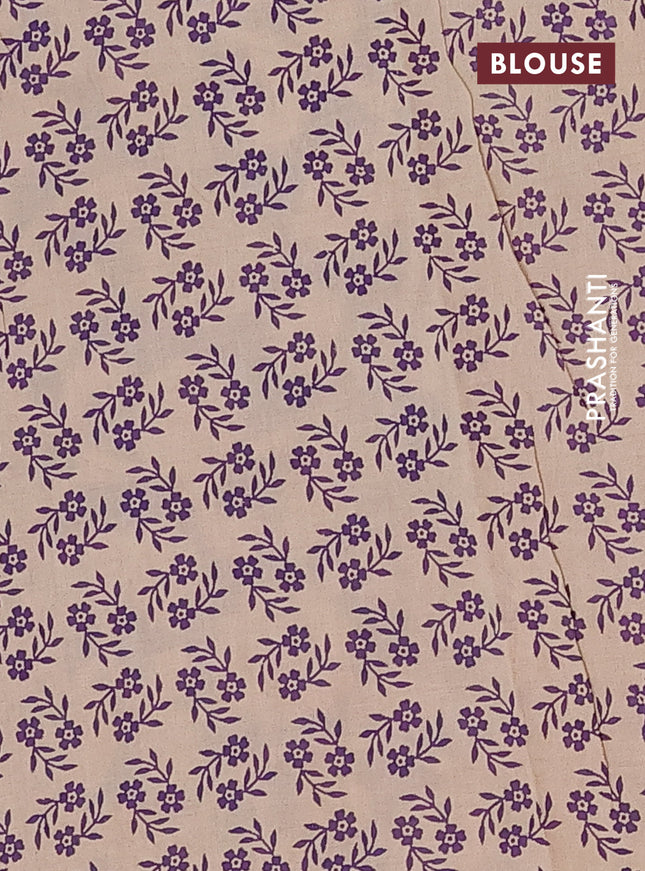 Kalamkari cotton saree brown and violet with allover prints and printed border