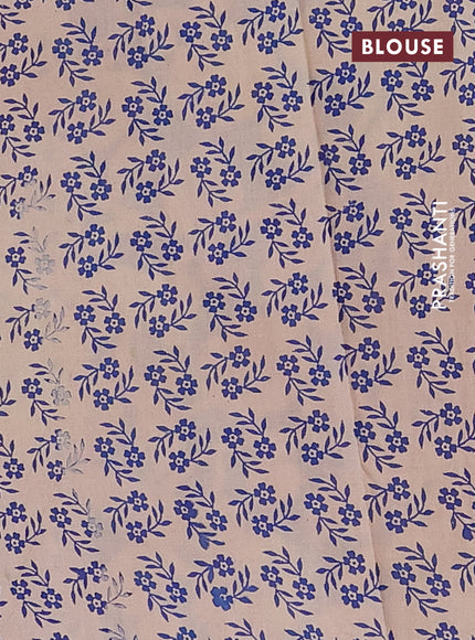 Kalamkari cotton saree grey and blue with allover prints and printed border