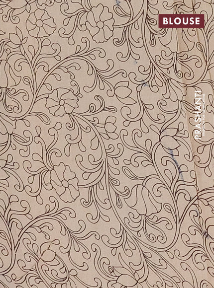 Kalamkari cotton saree blue and grey shade with allover prints and printed border