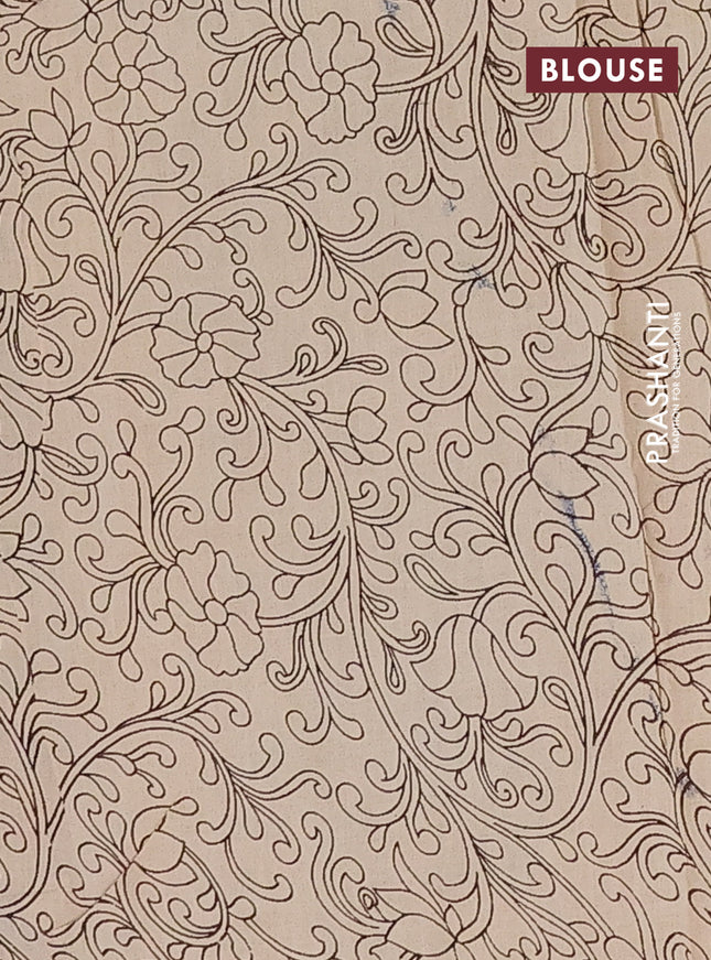 Kalamkari cotton saree blue and grey shade with allover prints and printed border