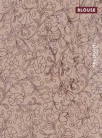 Kalamkari cotton saree maroon and yellow with allover prints and printed border