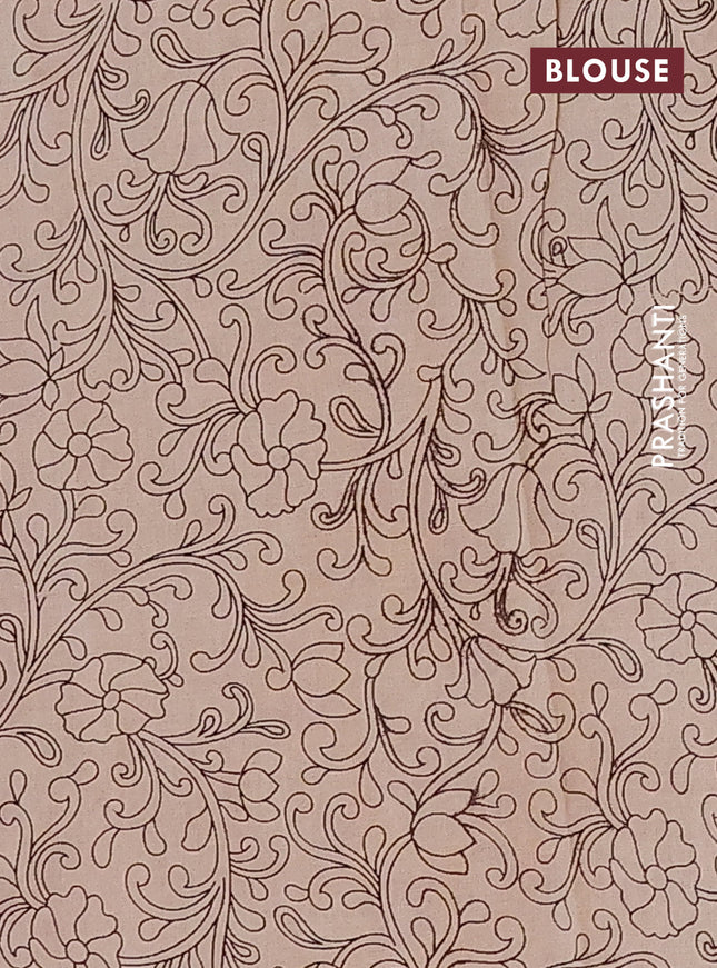 Kalamkari cotton saree maroon and yellow with allover prints and printed border