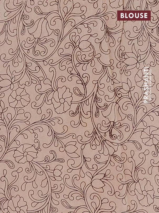 Kalamkari cotton saree maroon and yellow with allover prints and printed border