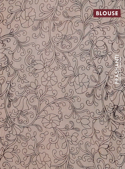 Kalamkari cotton saree mehendi green and teal green with allover prints and printed border