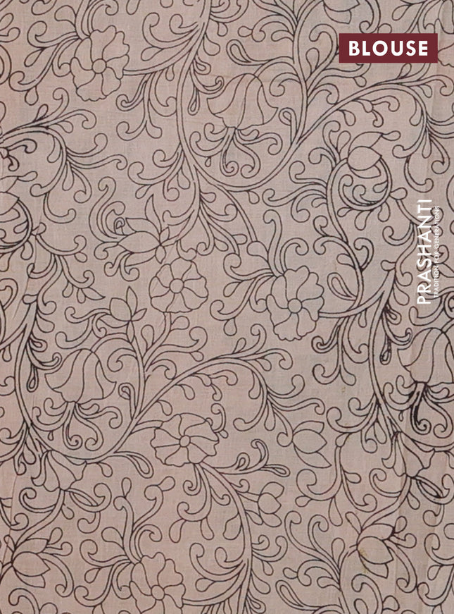 Kalamkari cotton saree mehendi green and teal green with allover prints and printed border