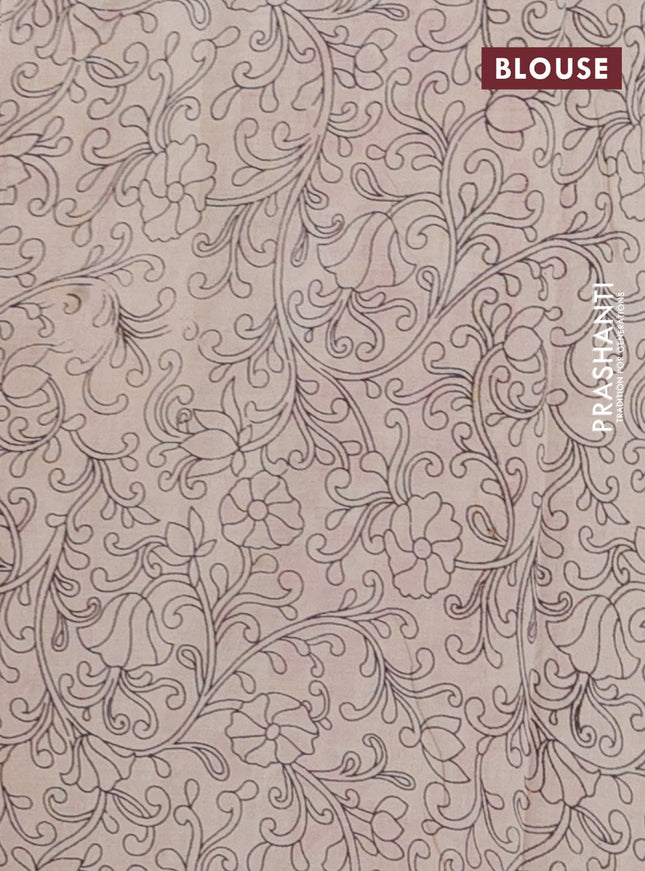 Kalamkari cotton saree yellow and red with allover prints and printed border