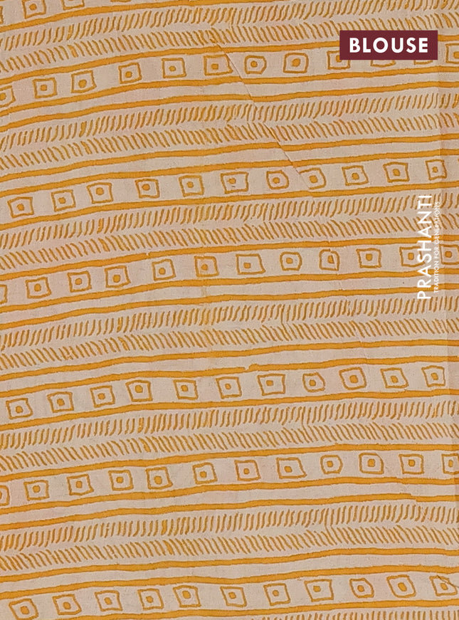 Kalamkari cotton saree yellow and black with allover prints and printed border