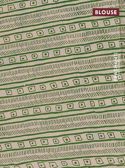 Kalamkari cotton saree green and black with allover prints and printed border