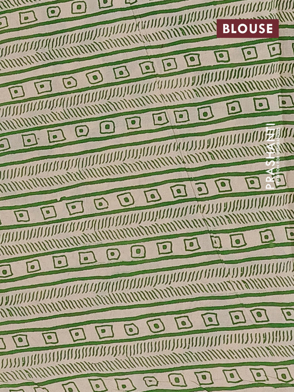 Kalamkari cotton saree green and black with allover prints and printed border