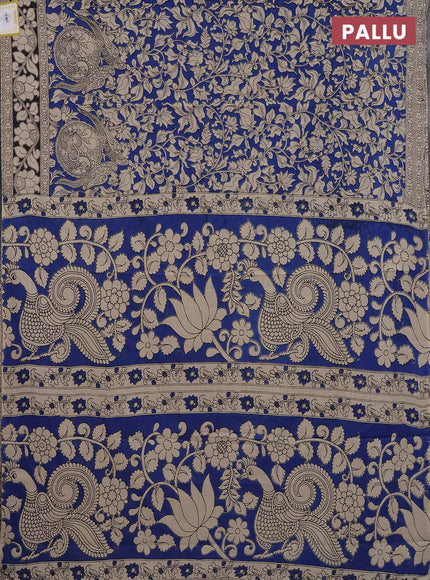 Kalamkari cotton saree blue and black with allover prints and printed border