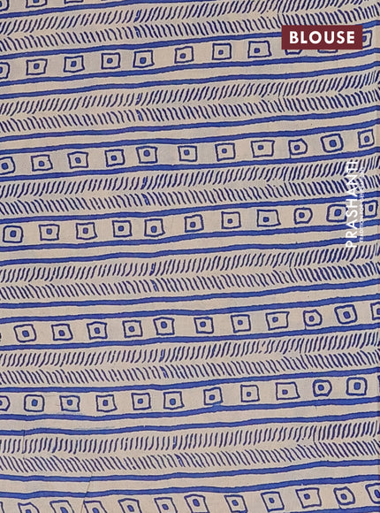 Kalamkari cotton saree blue and black with allover prints and printed border