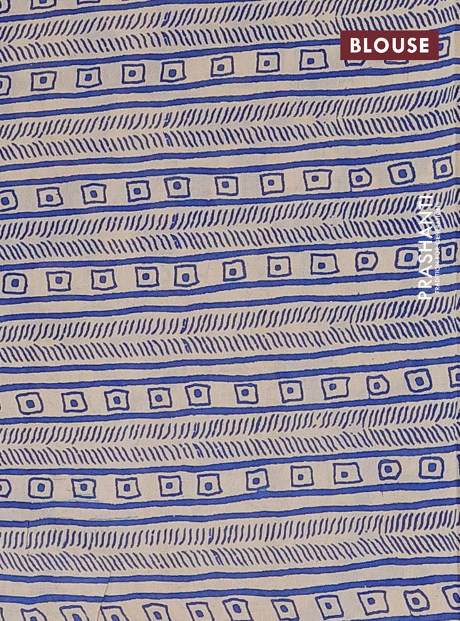 Kalamkari cotton saree blue and black with allover prints and printed border