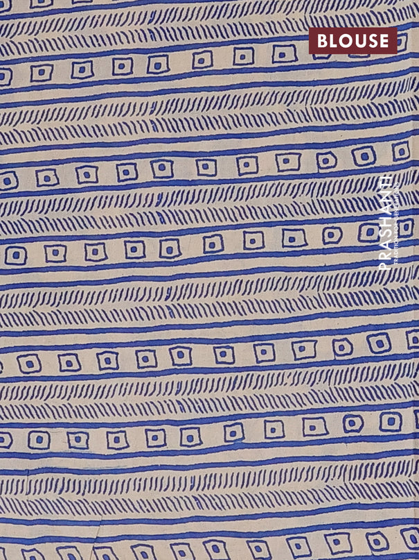 Kalamkari cotton saree blue and black with allover prints and printed border