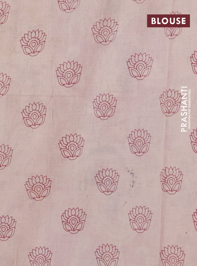 Kalamkari cotton saree beige and maroon with allover prints and printed border